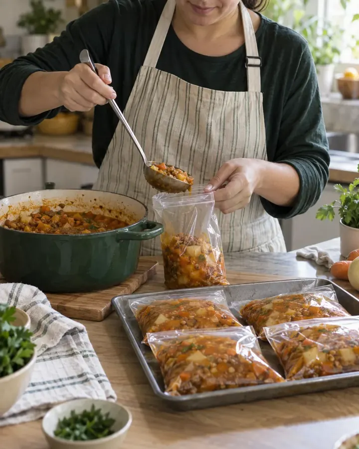 Plats faits maison sous vide, prêts à vendre