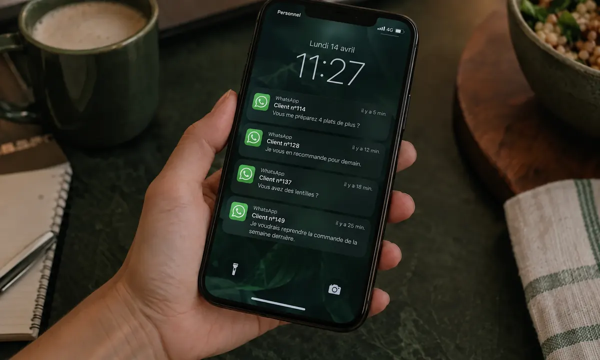 Commandes de clients reçues sur le téléphone